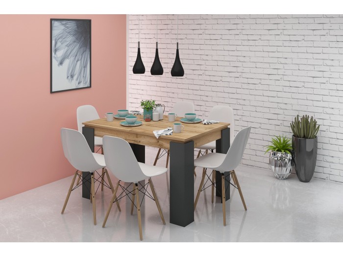 Трапезна разтегателна маса ВЕРОНА (дъб вотан/антрацит)